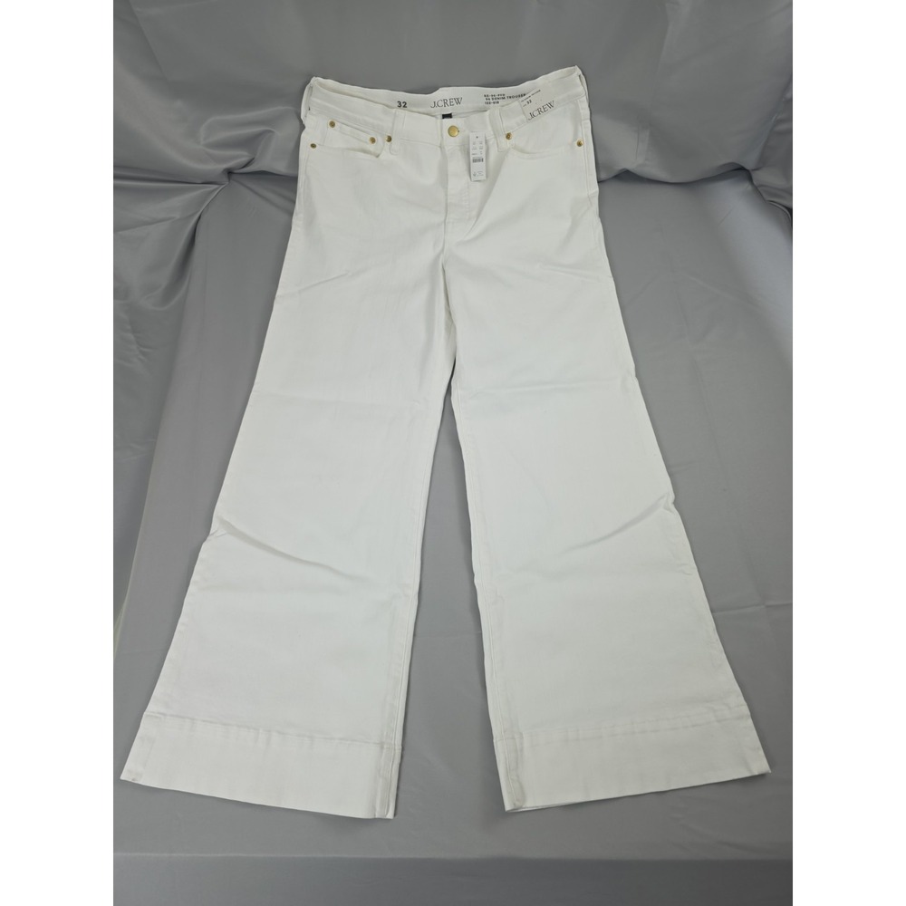 J, Crew New High Rise Denim Trouser Jeans Size 32 White Denim NWT CH679‎